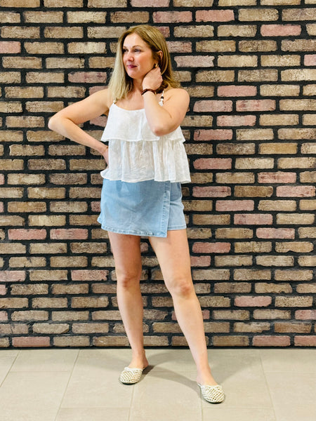 Wrap Front Skort Denim - Light