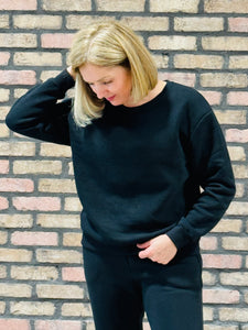 Fleece Crewneck Pullover - Black