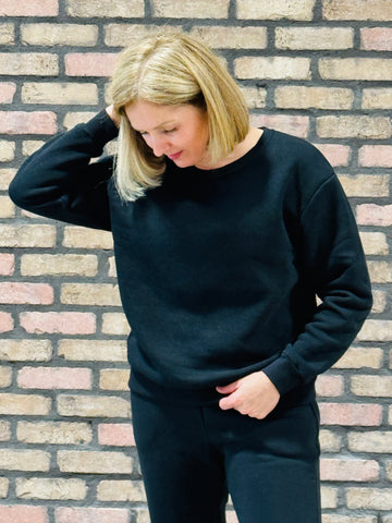Fleece Crewneck Pullover - Black