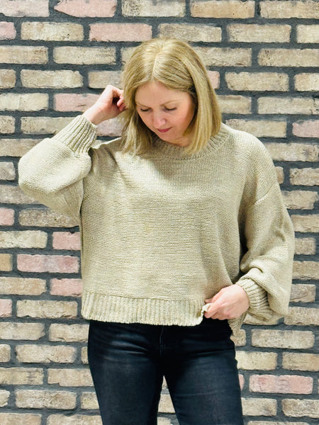 Oversized Balloon Sleeves Sweater - LT Mocha