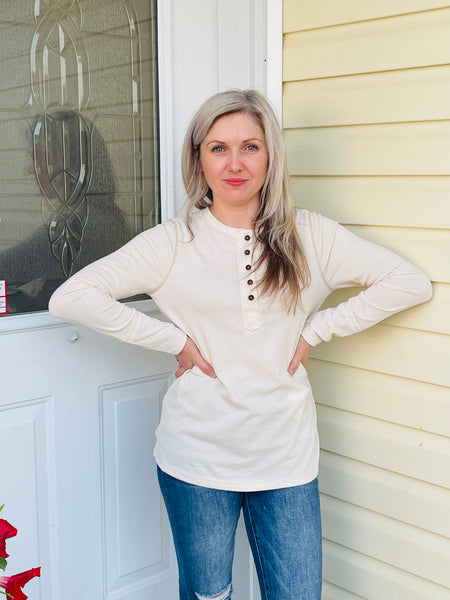 Front Button Top - Ivory