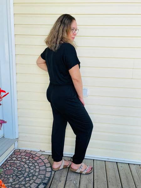 Button-Up Jumpsuit - Black