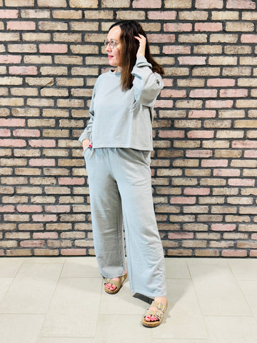 French Terry Pullover and Pants Set - Sleet
