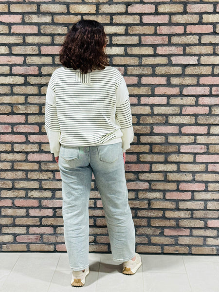 Contrast Striped Pullover - Ivory