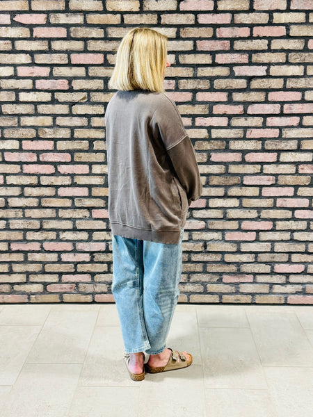 Pigment Dye Fleece Pullover - Brown