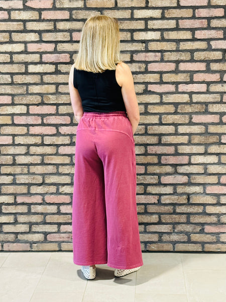 French Terry Pants - Cabernet