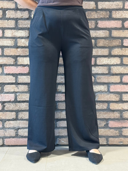 Micro Waffle Bootcut Trousers - Black