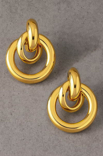 Interlocked Puffy Earrings - Gold
