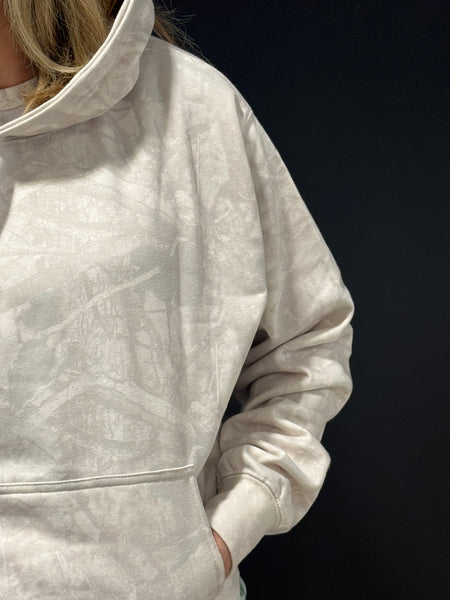 Fleece Camo Relaxed Hoodie - Beige Camo