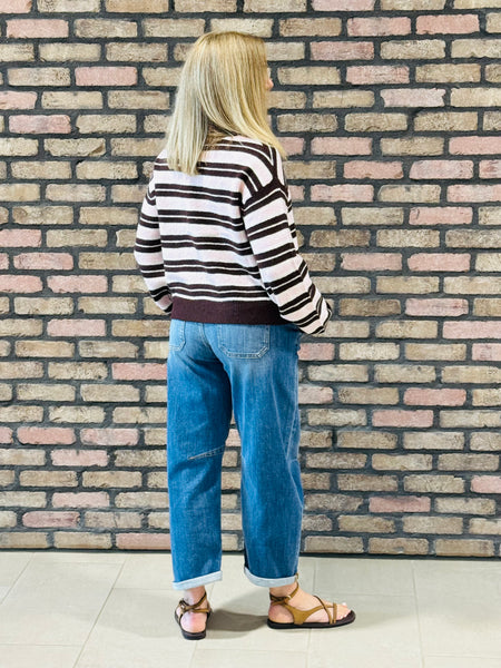 Multi-Colour Striped Sweater - Pink