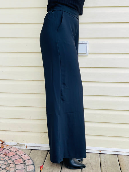 Wide Leg Dress Pants - Black