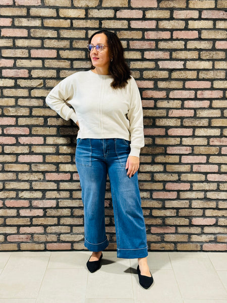 Front Seam Sweater - Sand Beige
