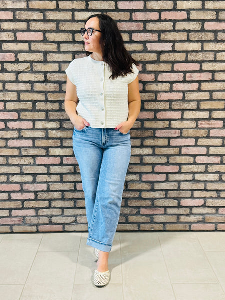 Textured Knit Cardigan - Ivory