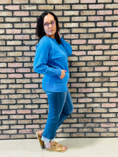 French Terry Pullover - Classic Blue