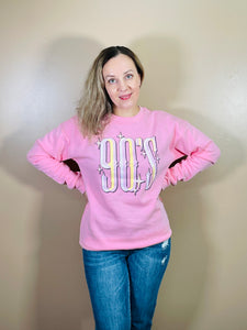 90’S BABY Graphic Sweatshirt - Sea Pink