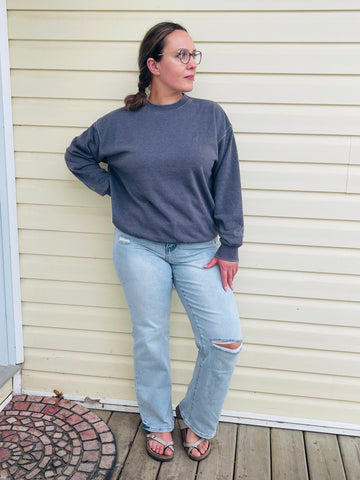 Fleece Burn-Out Sweatshirt - H Grey