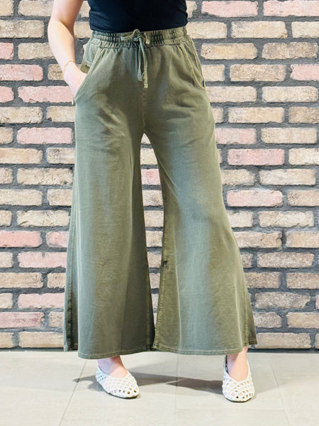 French Terry Pants - DK Olive