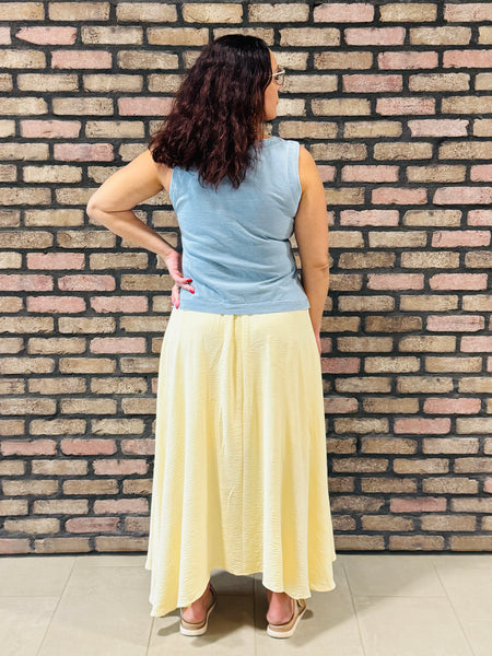 Side Slits Washed Vest Top - Light Denim