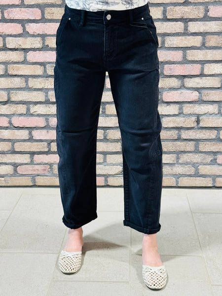 Relaxed Barrel Cuffed Jeans - Black