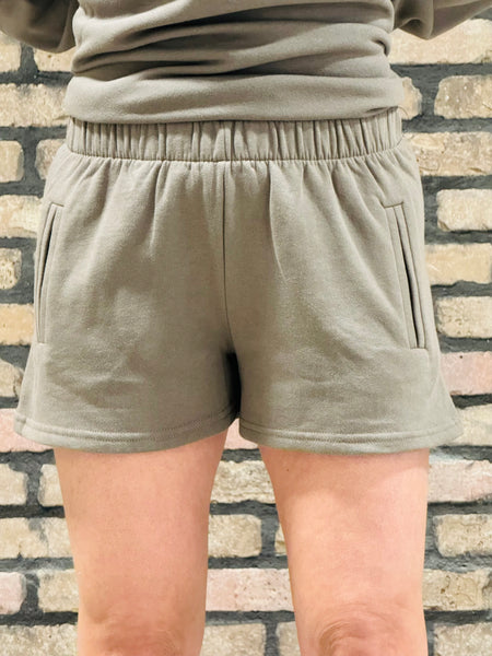 Fleece High Waisted Shorts - Fossil