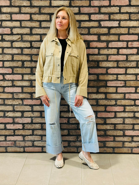 Drawstring Waist Jacket - Khaki