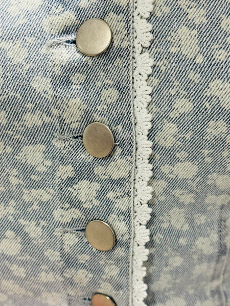 Floral Denim Vest Top - Light Blue