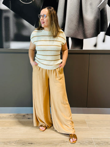 Wide Linen Blend Pants - DK Brush