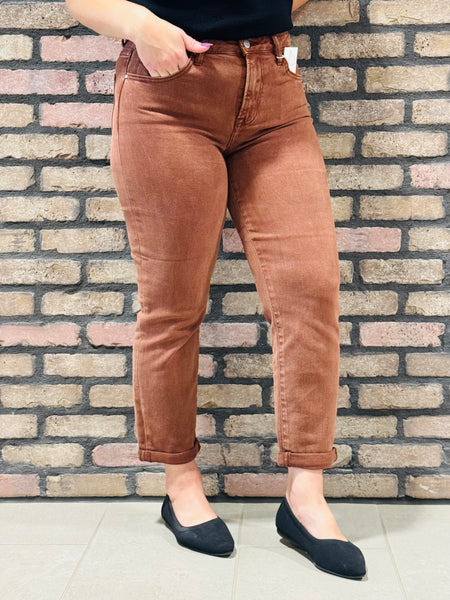 High Rise Boyfriend Jeans - Espresso