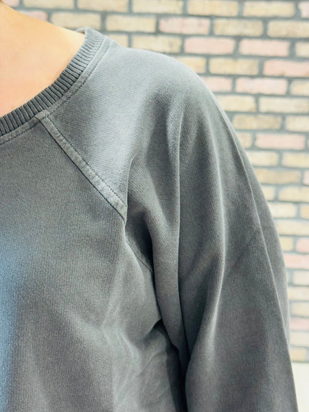 French Terry Pullover and Pants Set - Black