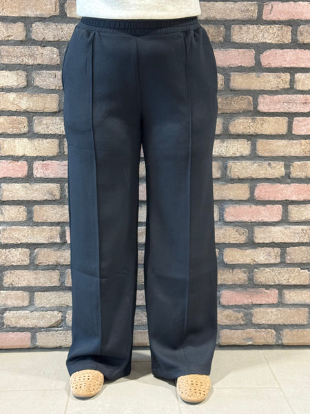 Pintuck Scuba Wide Pants - Black