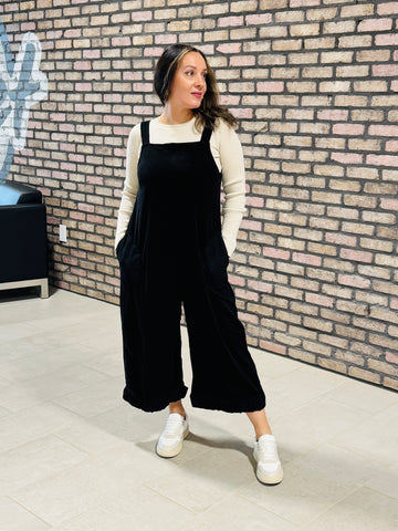 Corduroy Overalls - Black