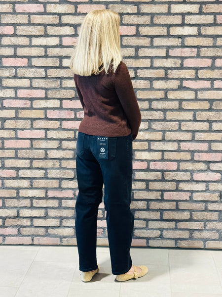 Patch Pockets Barrel Jeans - Washed Black