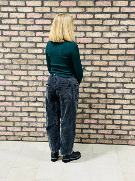 V-Neck Fitted Ribbed Sweater - Hunter Green