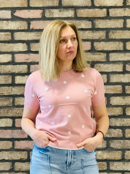 Polka Dot Shell Pullover - Dusty Pink