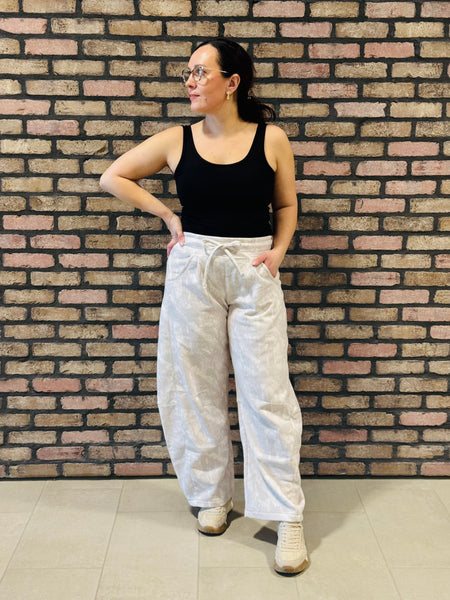 Baggy Barrel Sweatpants - Beige Camo