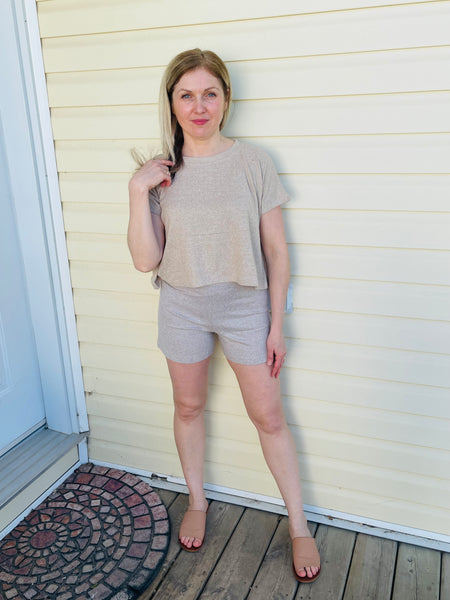 Soft Fabric Cropped Top - Beige