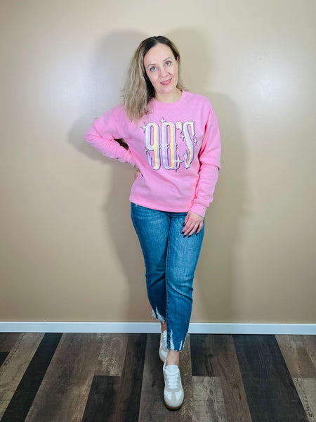 90’S BABY Graphic Sweatshirt - Sea Pink