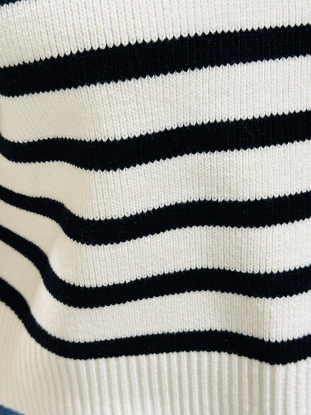 Striped Sweater Vest - Black