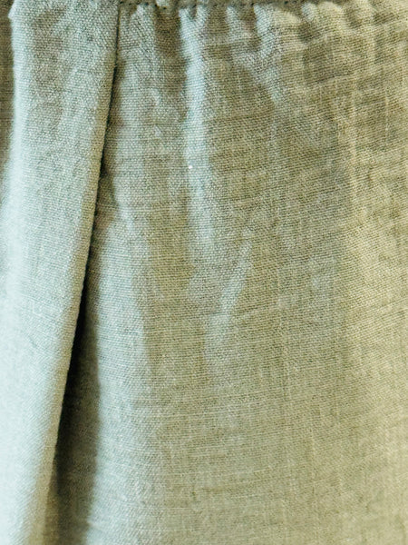 Linen Effect Palazzo Pants - Olive
