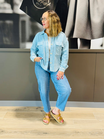 Vintage Button Down Shacket - Denim