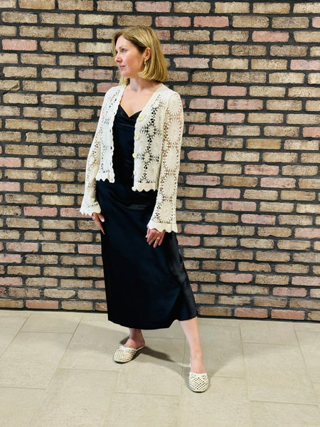 Crochet Button Down Cardigan - Natural