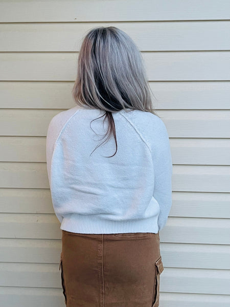 Melange Raglan Sweater - Off White