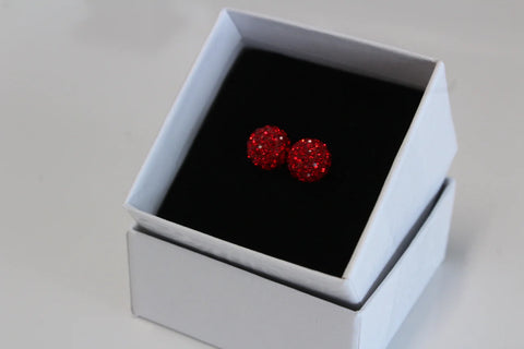Crystal Ball Earrings - Red 10mm