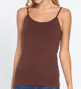 Basic Cami with Shelf Bra - Sepia