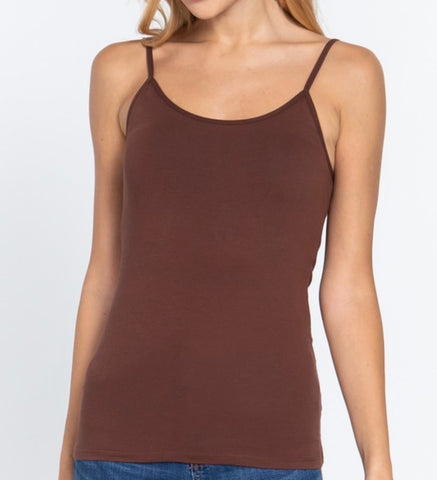 Basic Cami with Shelf Bra - Sepia