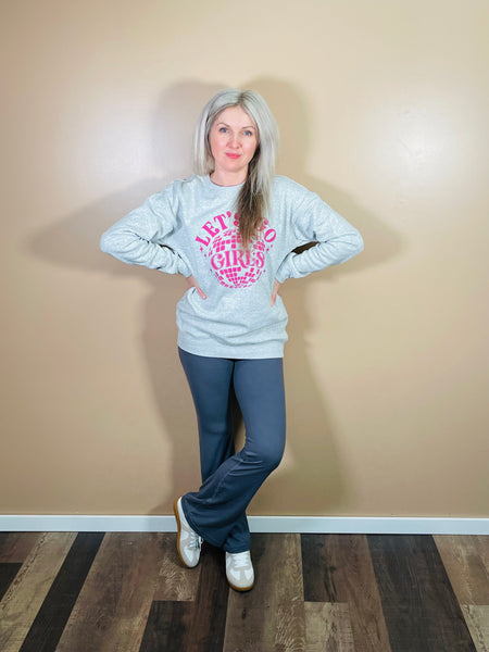 LET’S GO GIRLS Graphic Sweatshirt - Light Heather Grey