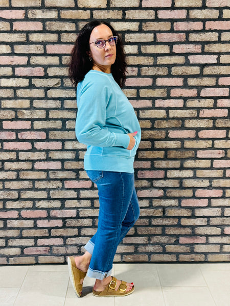 French Terry Pullover - Mint Sky