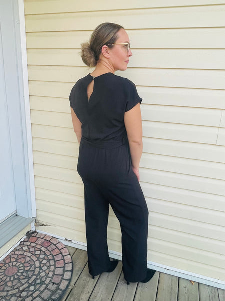 Cap Sleeves Jumpsuit - Black