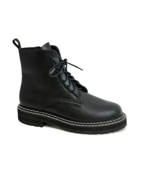 Lace-up Combat Boots - Black