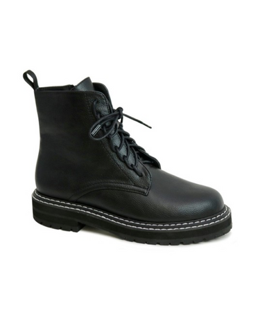 Lace-up Combat Boots - Black